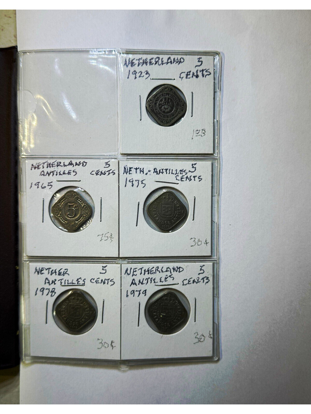 43 World Foreign Square Coin Lot India Pakistan Caribbean Netherlands Album
